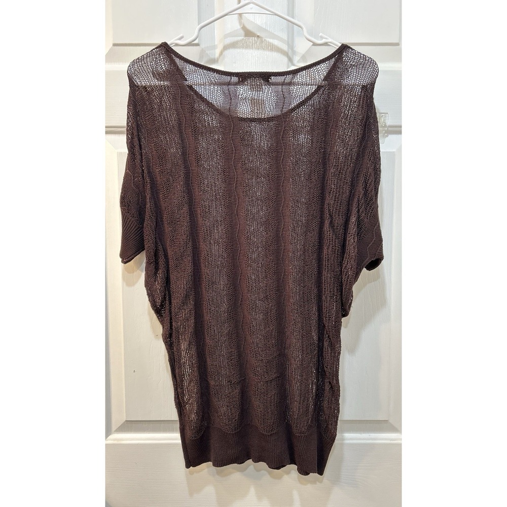 NWT Alberto Makali Brown Mesh Blouse Size M Sheer Tunic Top Boho Grunge Indie